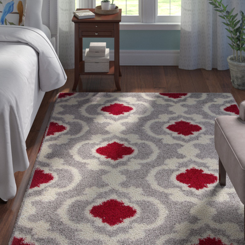 Andover Mills Hegwood Moroccan Trellis Shag Red/Grey Area Rug & Reviews